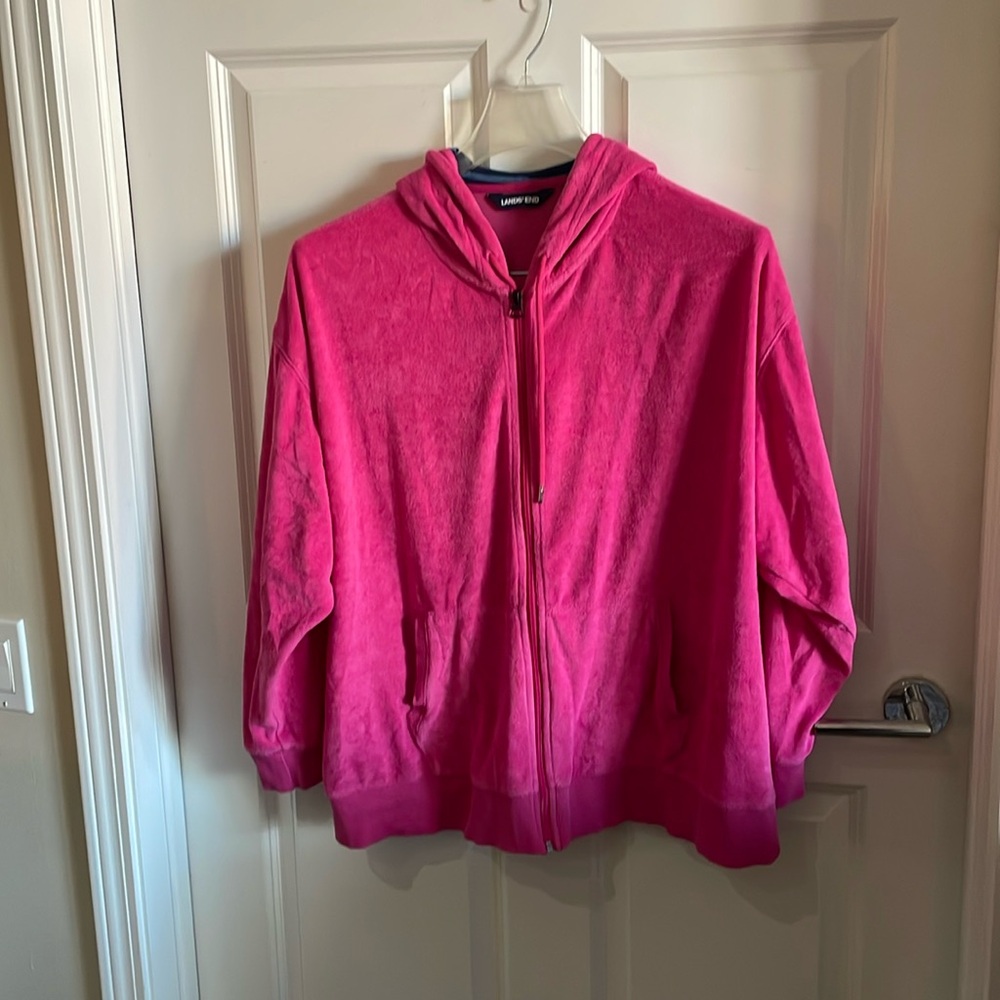 Lands End Terry Cloth Pink hoodie - size 2X. EUC